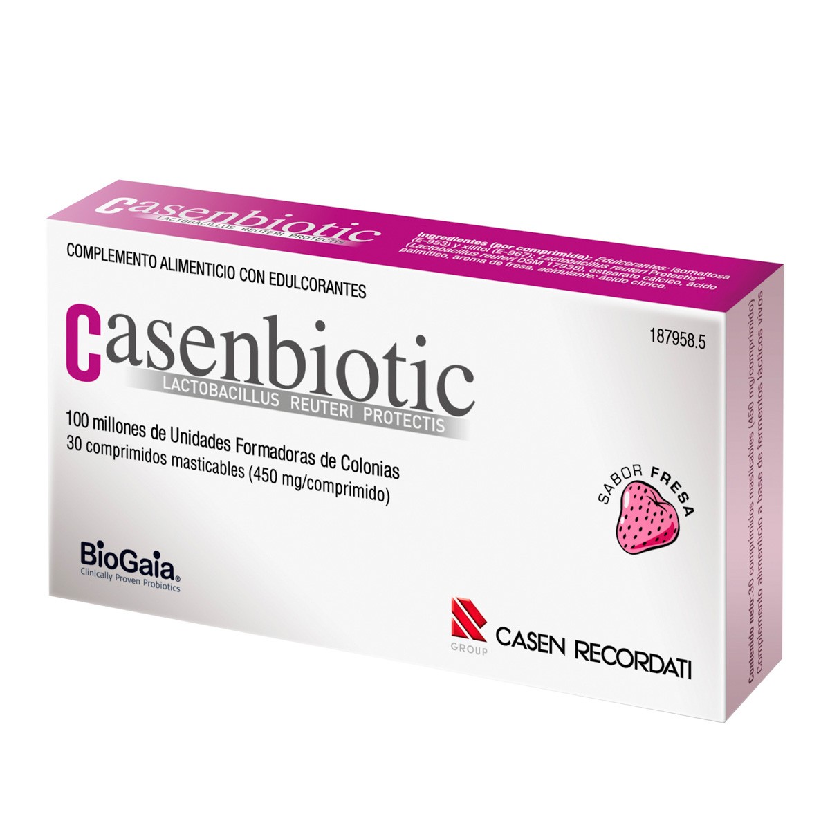Casenbiotic Fresa 30 comprimidos Imagen de Casenbiotic Fresa 30 comprimidos