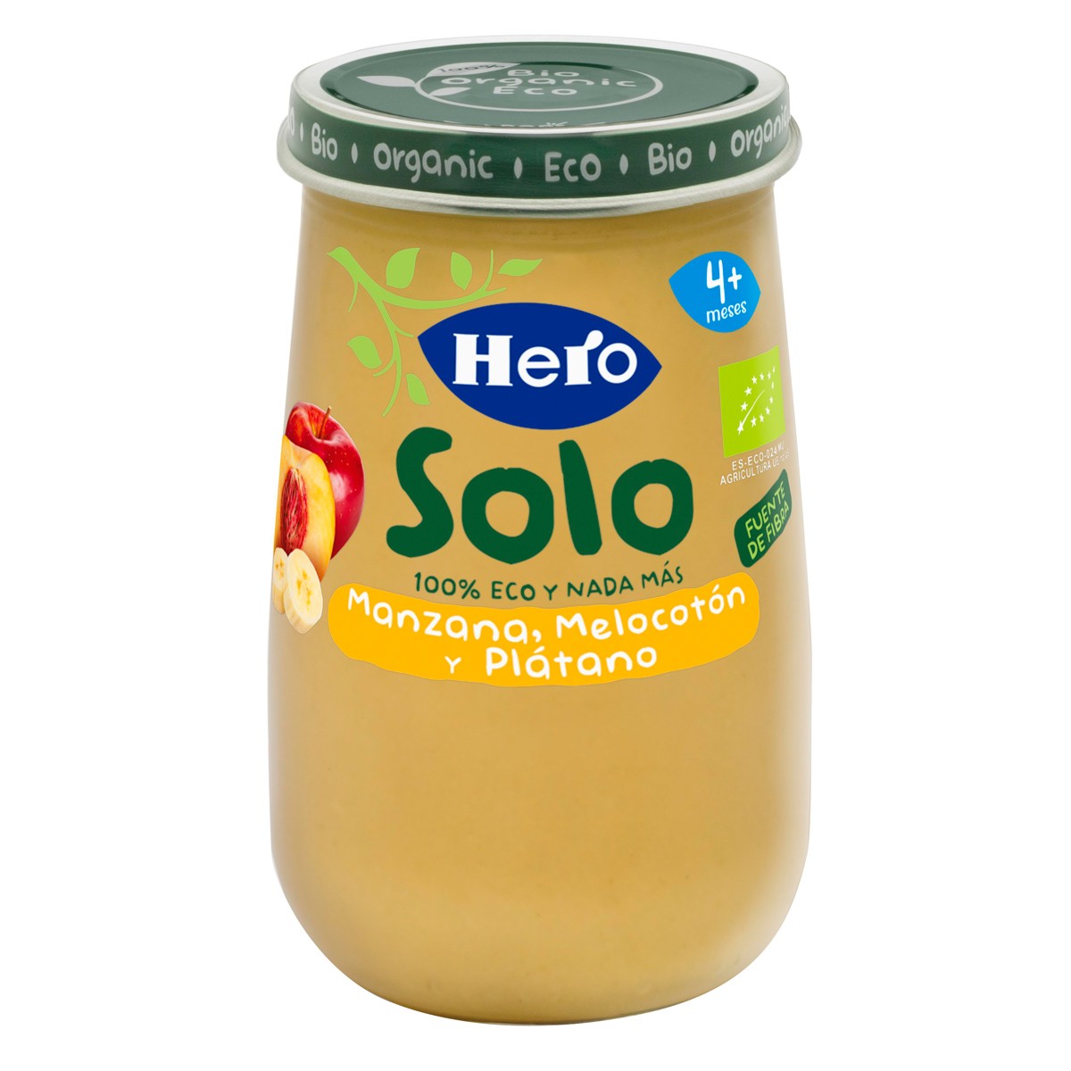 Hero tarrito eco manzana, melocotón y plátano 190g Imagen de Hero tarrito eco manzana, melocotón y plátano 190g