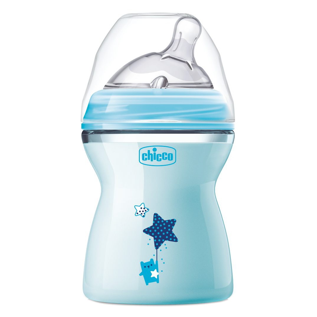 Chicco Natural Feeling biberón azul 2m+ 250ml Imagen de Chicco Natural Feeling biberón azul 2m+ 250ml