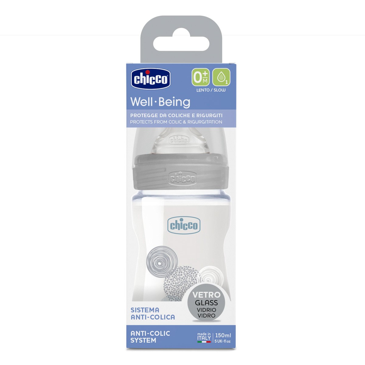 Chicco biberón bienestar vidrio 150ml Imagen de Chicco biberón bienestar vidrio 150ml