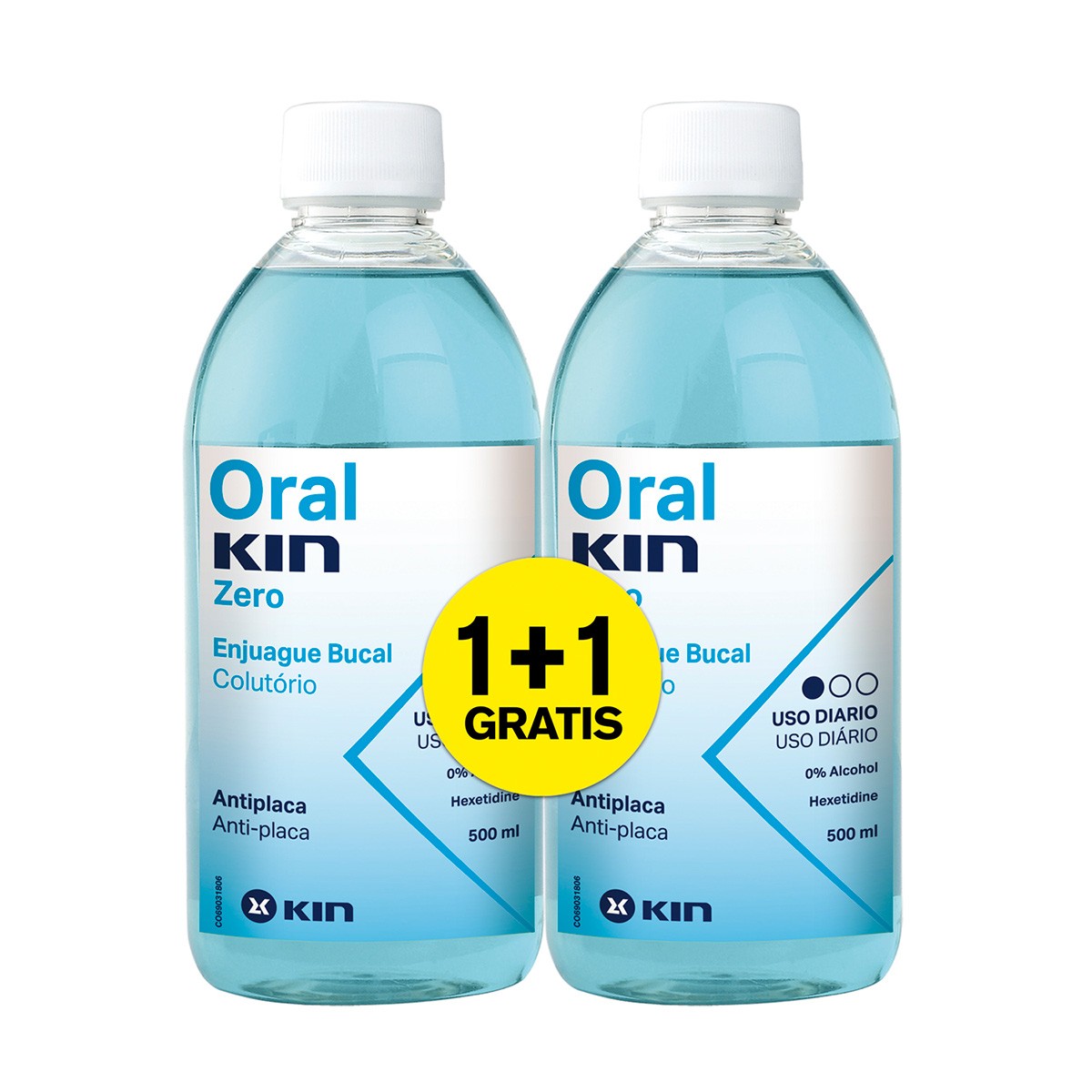 Oralkin Zero pack enjuague bucal antiplaca 500ml+500ml Imagen de Oralkin Zero pack enjuague bucal antiplaca 500ml+500ml