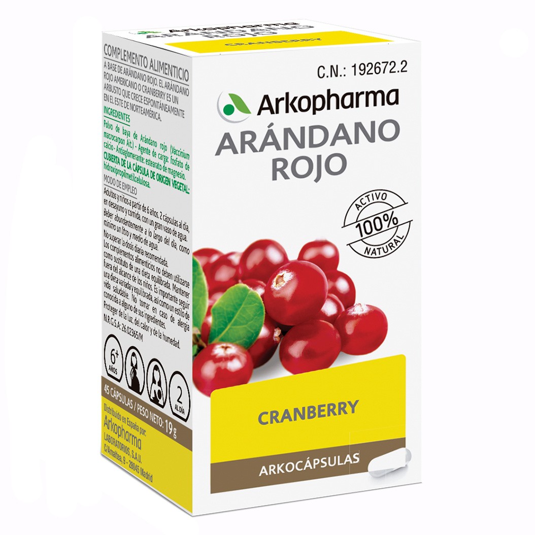 Arkopharma Arkocápsulas Cranberry arándano rojo 45 cápsulas Imagen de Arkopharma Arkocápsulas Cranberry arándano rojo 45 cápsulas