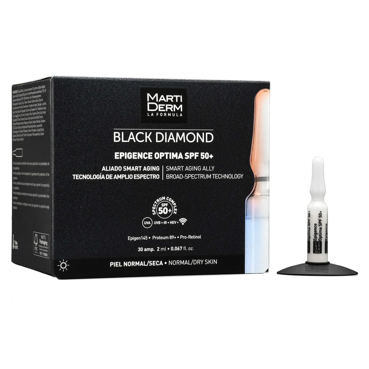 Imagen de MartiDerm Black Diamond Epigence Optima SPF 50+ 30 ampollas
