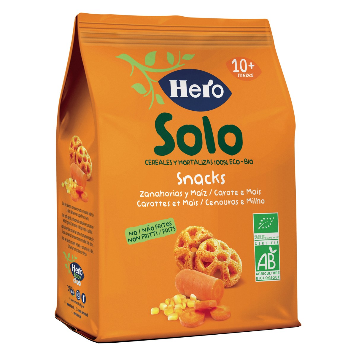 Hero snacks de zanahoria y maíz ecológicos 40g Imagen de Hero snacks de zanahoria y maíz ecológicos 40g