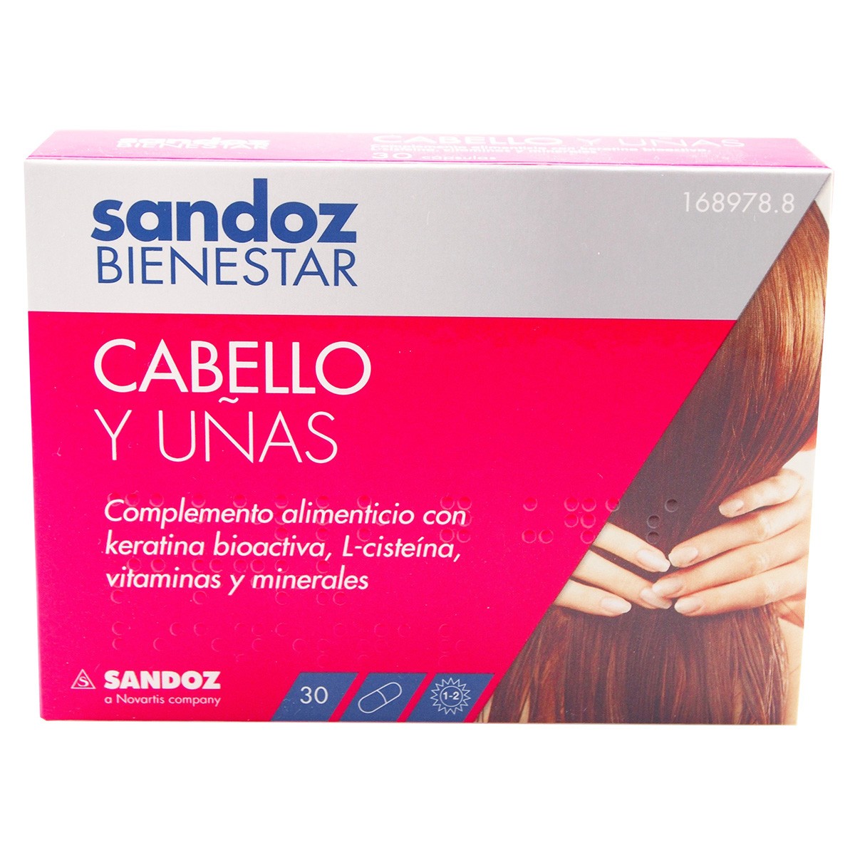 Sandoz bienestar cabello y uñas 90 cápsulas Imagen de Sandoz bienestar cabello y uñas 90 cápsulas