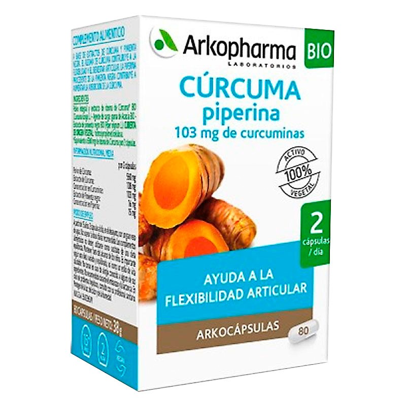 Arkocapsulas bio curcuma piperina 80caps Imagen de Arkocapsulas bio curcuma piperina 80caps