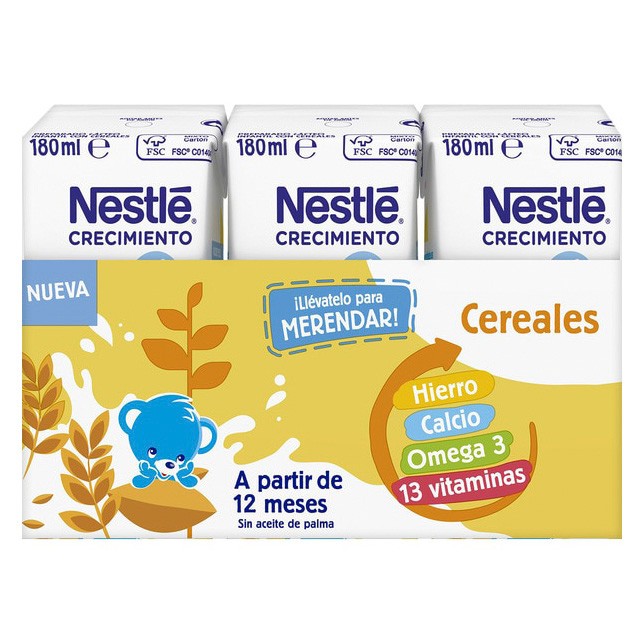 Nestlé Junior crecimiento +1 cereal 3x180ml Imagen de Nestlé Junior crecimiento +1 cereal 3x180ml