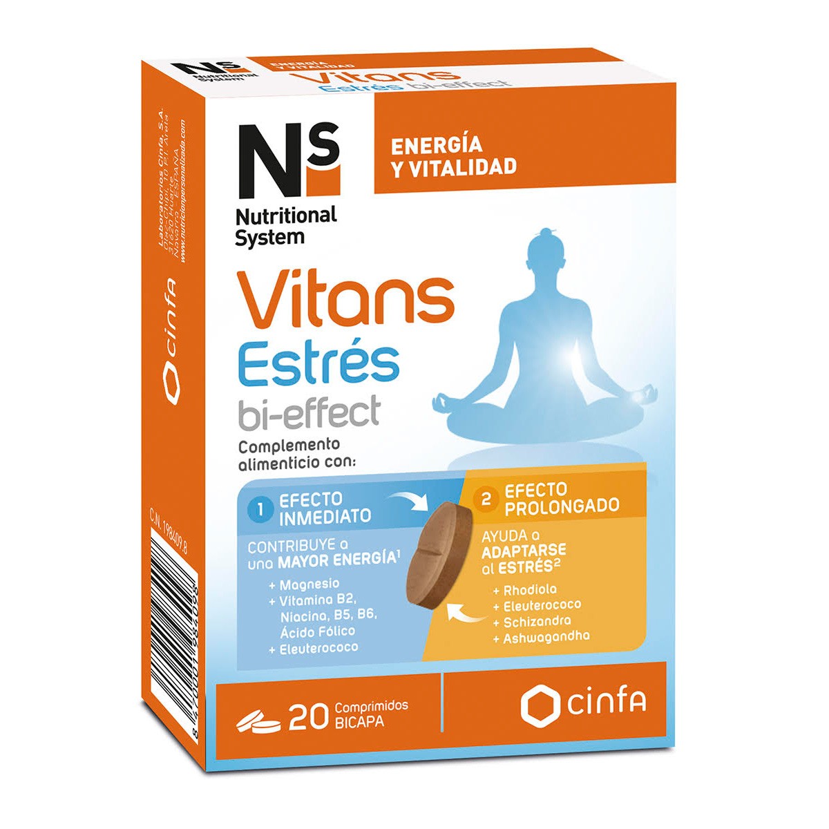 N+S Vitans estres bi-effect 20 comprimidos
Imagen de N+S Vitans estres bi-effect 20 comprimidos