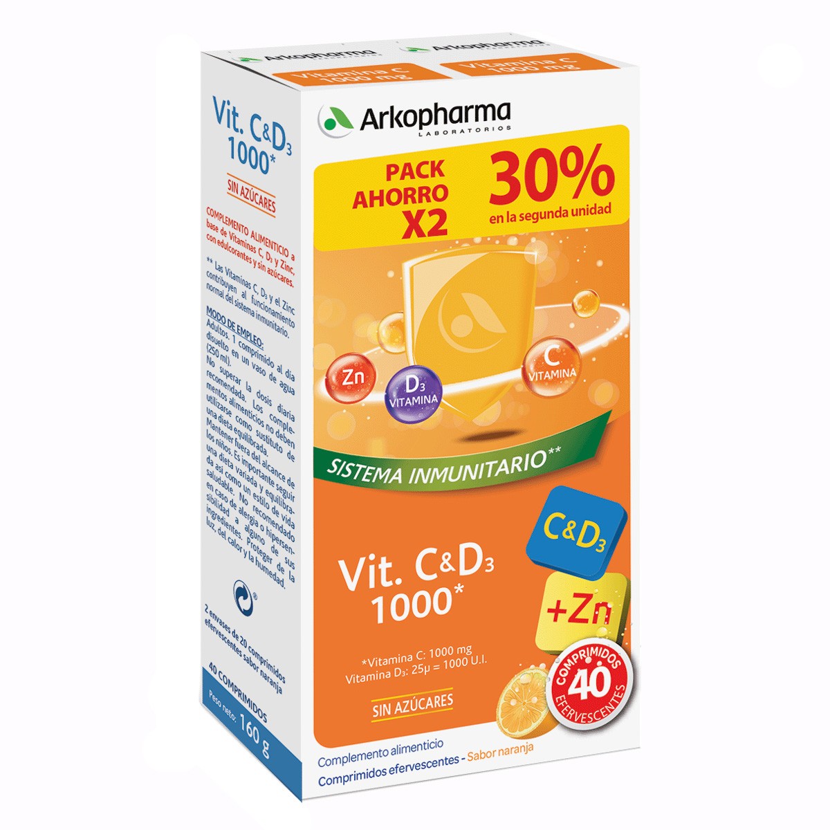 Arkopharma vitamina C y D3 1000 2x20 comprimidos Imagen de Arkopharma vitamina C y D3 1000 2x20 comprimidos