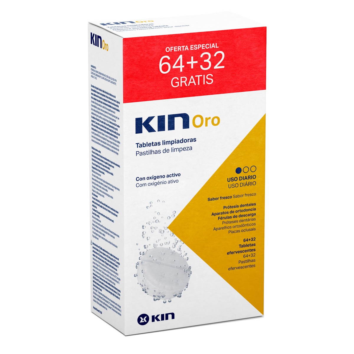 Kin Oro tabletas limpiadoras 64+32u Imagen de Kin Oro tabletas limpiadoras 64+32u
