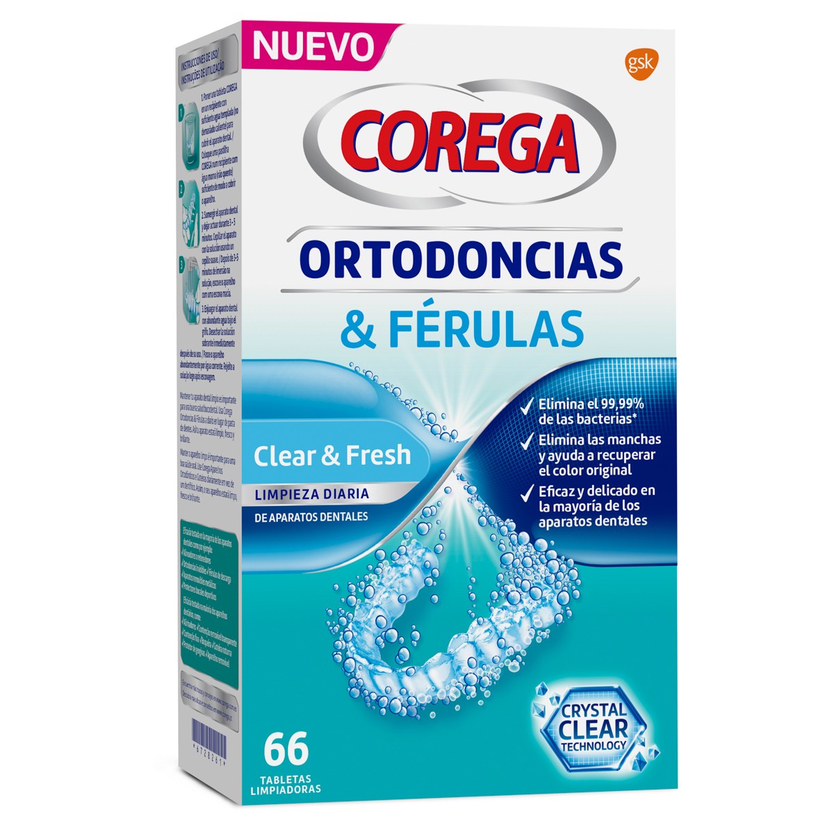 Corega Ortodoncias y Férulas tabletas limpiadoras para férulas 66tabs Imagen de Corega Ortodoncias y Férulas tabletas limpiadoras para férulas 66tabs