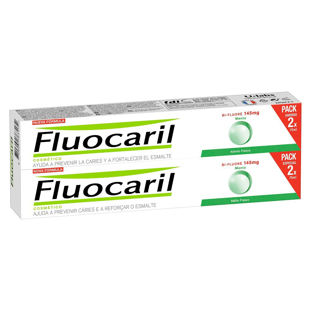 Fluocaril bi-145 menta 2x75ml duplo Imagen de Fluocaril bi-145 menta 2x75ml duplo