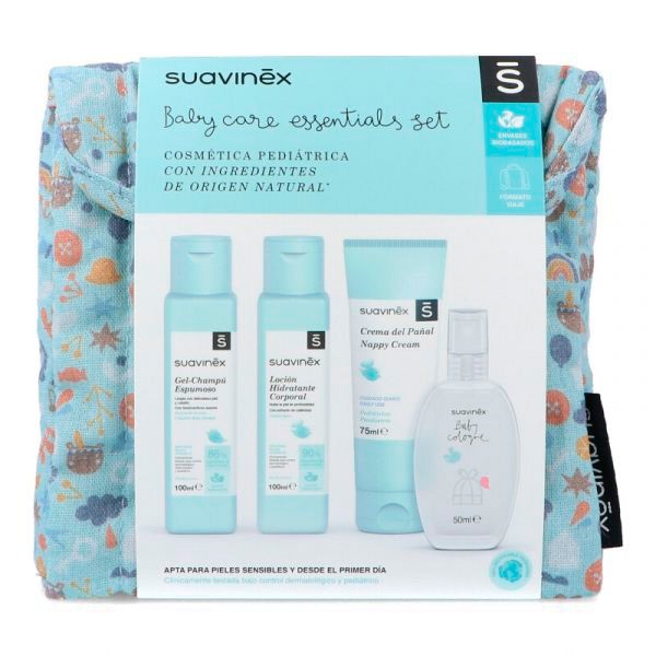 Suavinex Baby Care Essential set de viaje tela azul Imagen de Suavinex Baby Care Essential set de viaje tela azul