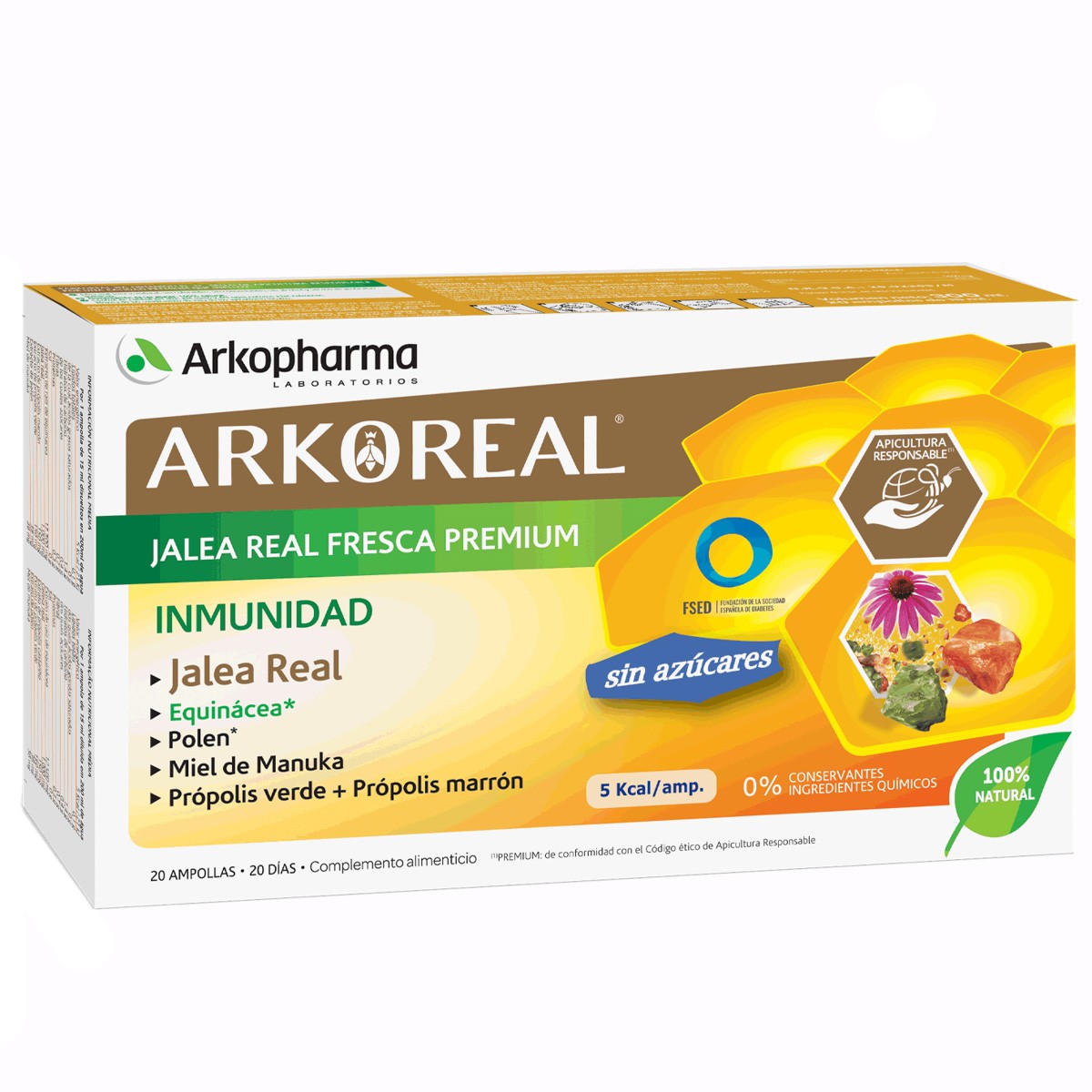 Arkopharma Arkoreal jalea real inmunidad sin azúcar 20 ampollas Imagen de Arkopharma Arkoreal jalea real inmunidad sin azúcar 20 ampollas