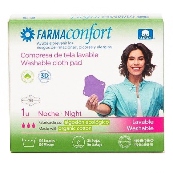 Farmaconfort Compresa tela lavable noche con alas 1u Imagen de Farmaconfort Compresa tela lavable noche con alas 1u