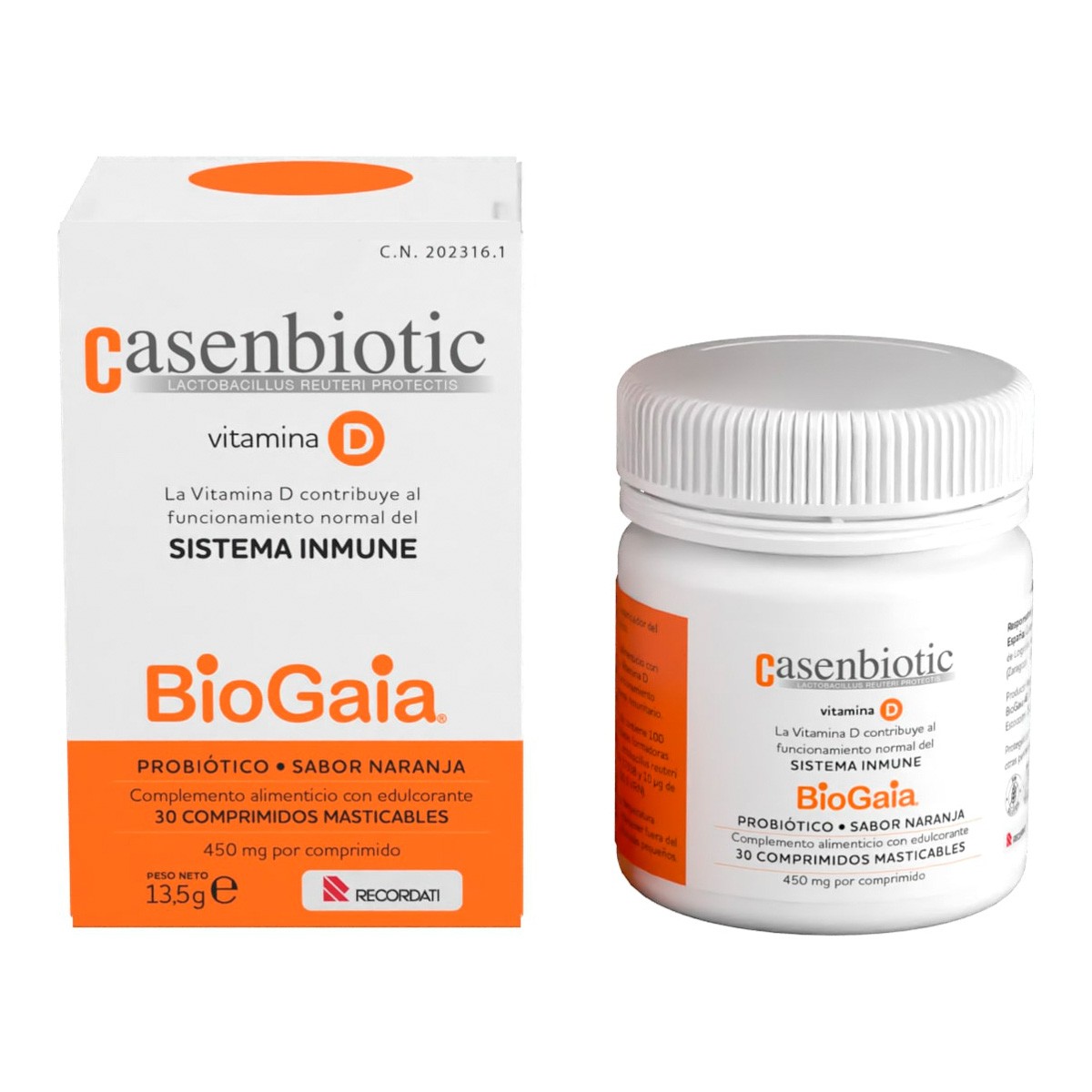 Casenbiotic Vitamina D 30 comprimidos Masticables Imagen de Casenbiotic Vitamina D 30 comprimidos Masticables