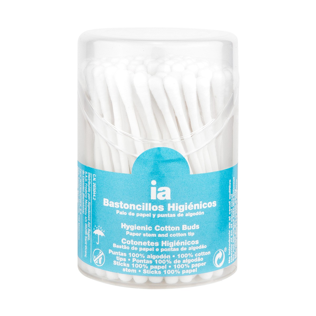 Interapothek bastoncillos con palo de papel bote 100uds Imagen de Interapothek bastoncillos con palo de papel bote 100uds
