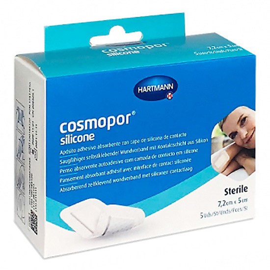 Cosmopor Silicone apósito estéril 7,2 x 5 cm 5u Imagen de Cosmopor Silicone apósito estéril 7,2 x 5 cm 5u
