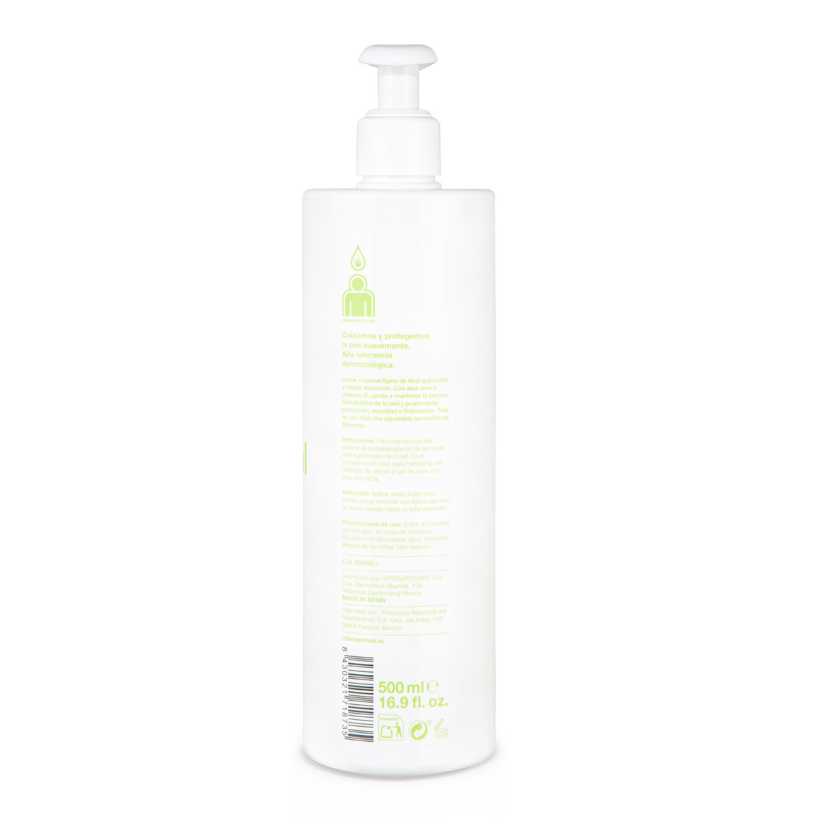 Imagen de Interapothek leche hidratante corporal aloe vera con dosificador 500ml