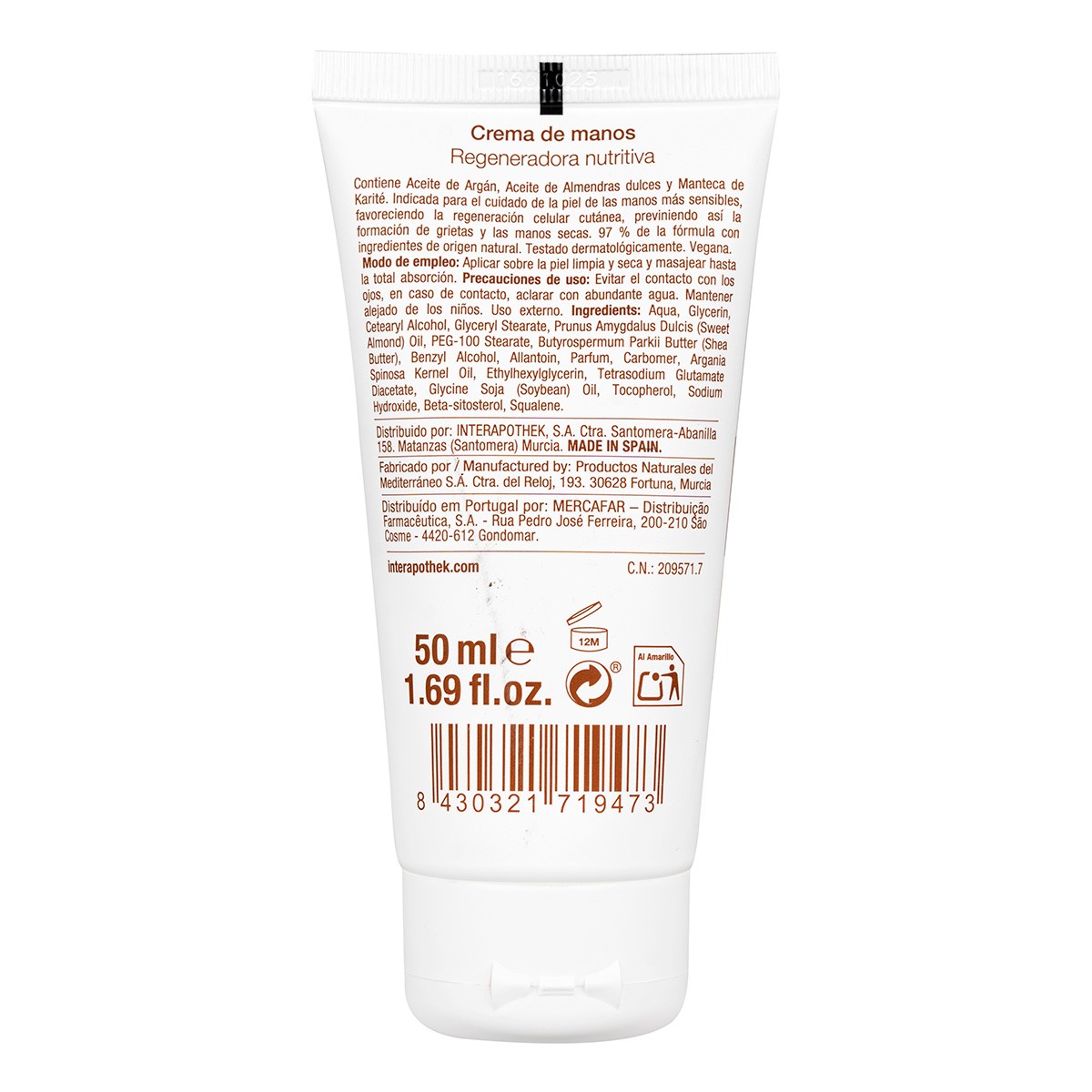 Imagen de Interapothek crema de manos nutritiva regeneradora 50ml