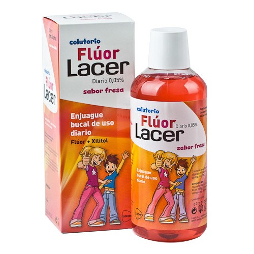 Lacer colutorio flúor fresa 0,05% 500ml Imagen de Lacer colutorio flúor fresa 0,05% 500ml