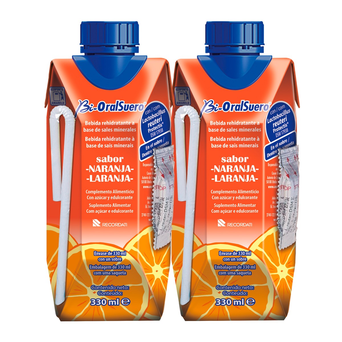 Bioralsuero Naranja pack 2 brick x 330ml Imagen de Bioralsuero Naranja pack 2 brick x 330ml