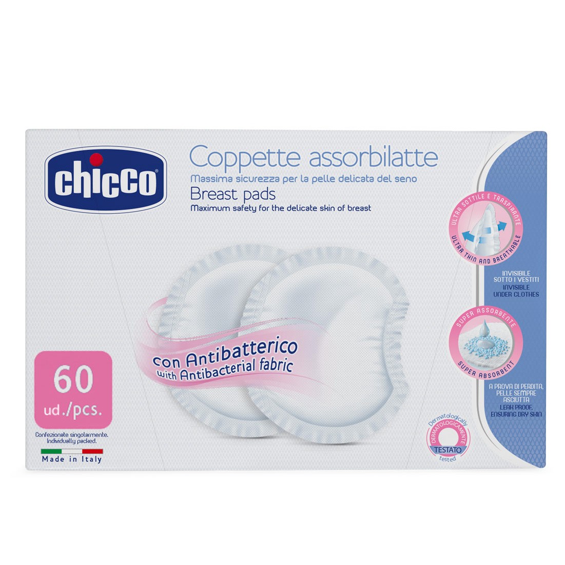 Chicco discos absorb. antibacterias 60u Imagen de Chicco discos absorb. antibacterias 60u