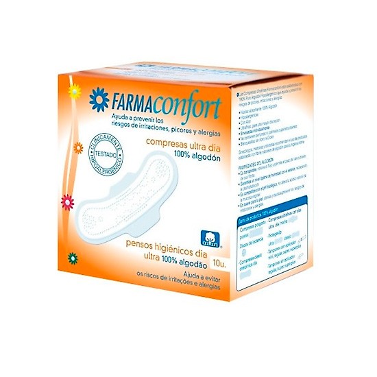 COMPRESA FARMACONFORT DIA ALGODON 10UND. Imagen de COMPRESA FARMACONFORT DIA ALGODON 10UND.