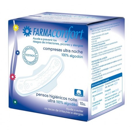 COMPRESA FARMACONFORT NOCHE ALGODON 10UN Imagen de COMPRESA FARMACONFORT NOCHE ALGODON 10UN