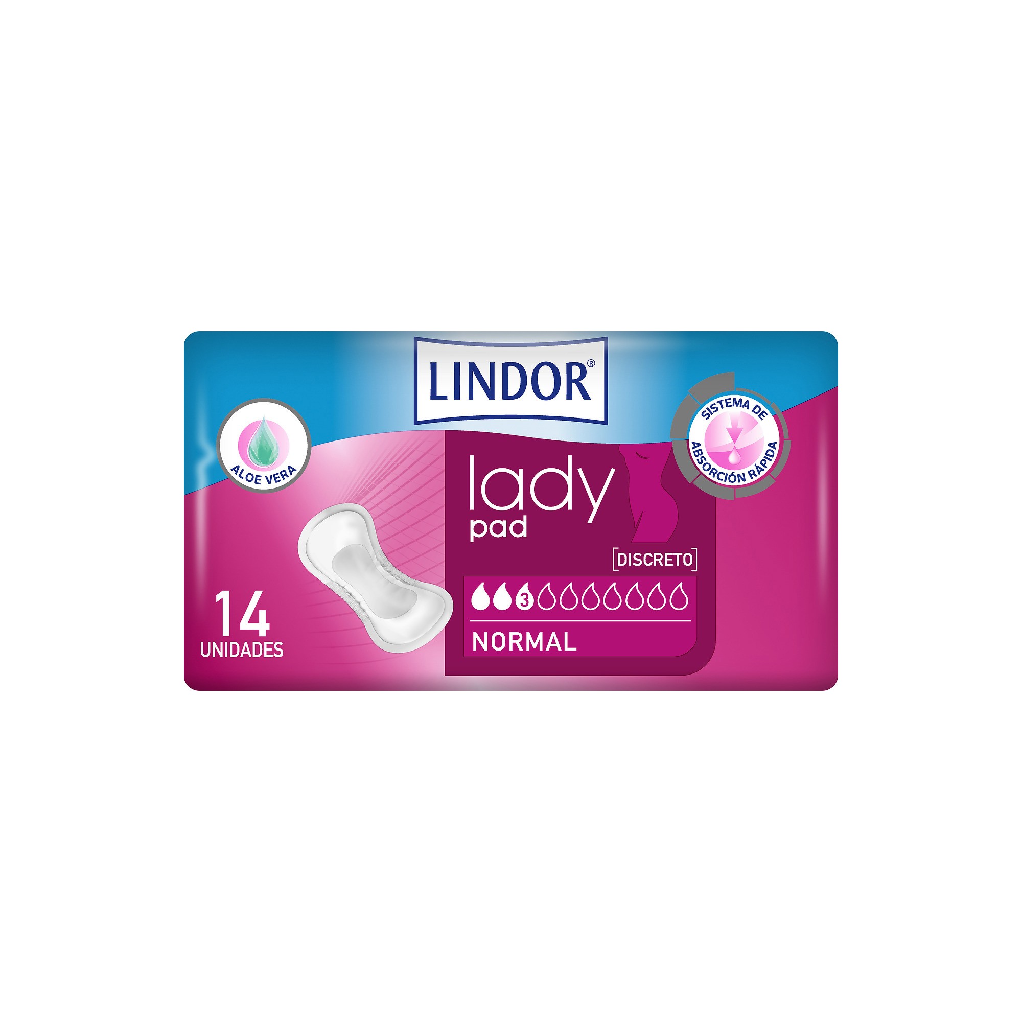 Lindor Lady pad normal 3 gotas 14u Imagen de Lindor Lady pad normal 3 gotas 14u