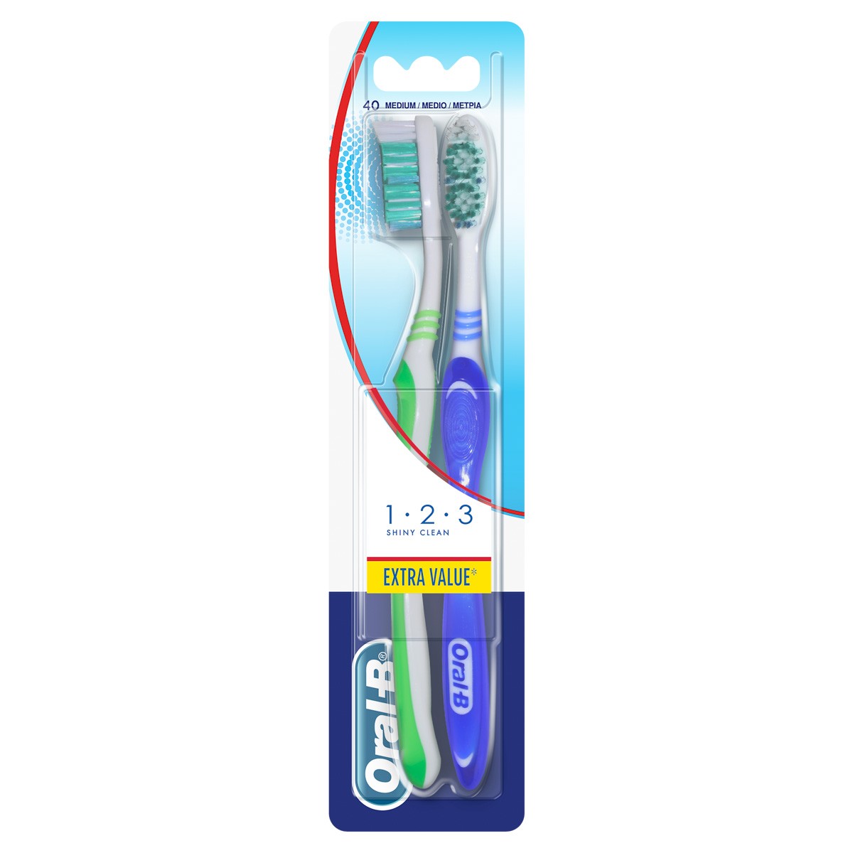 OralB cepillo 123 shiny clean duo medio Imagen de OralB cepillo 123 shiny clean duo medio