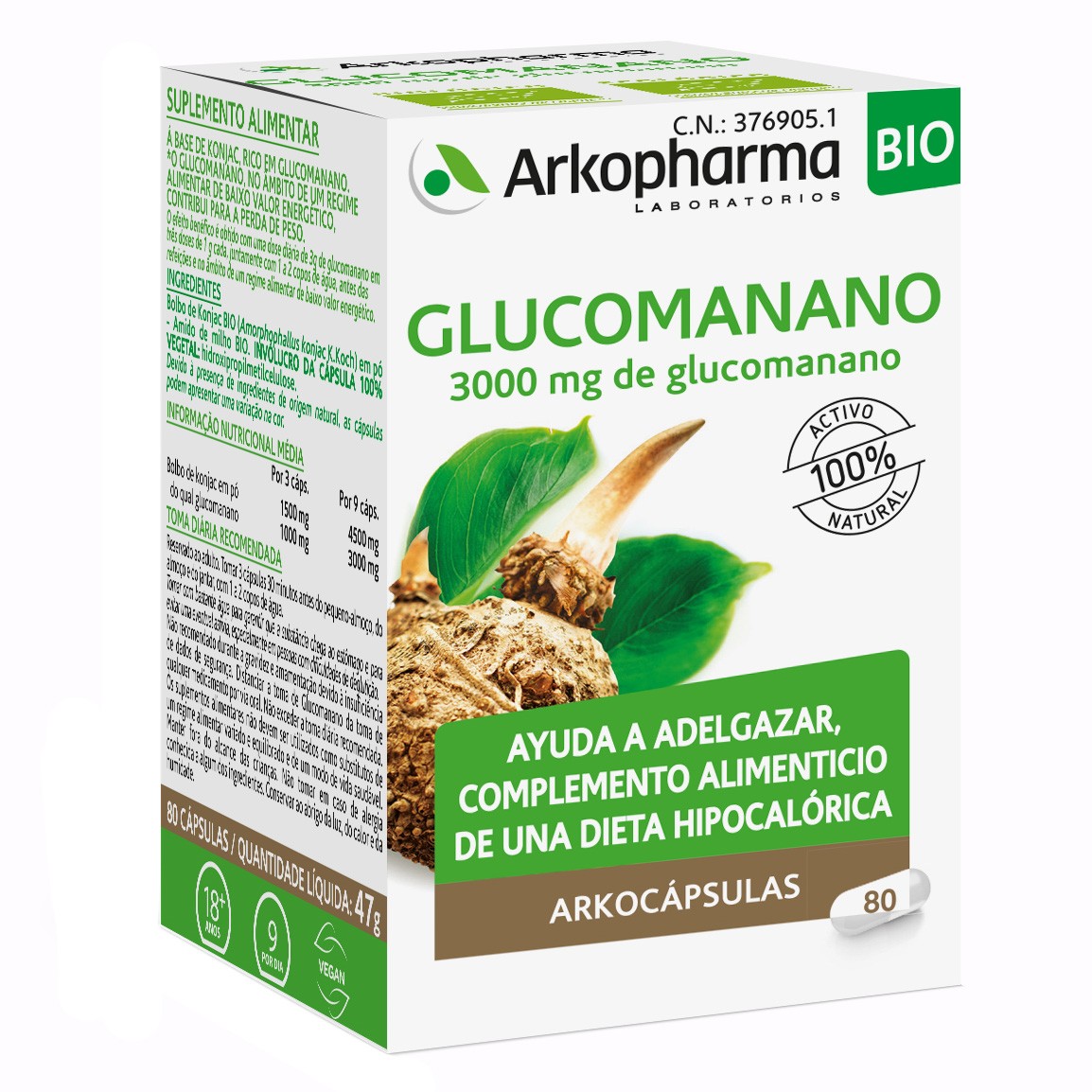 Arkopharma Arkocápsulas glucomanano complemento alimenticio 80 cápsulas Imagen de Arkopharma Arkocápsulas glucomanano complemento alimenticio 80 cápsulas