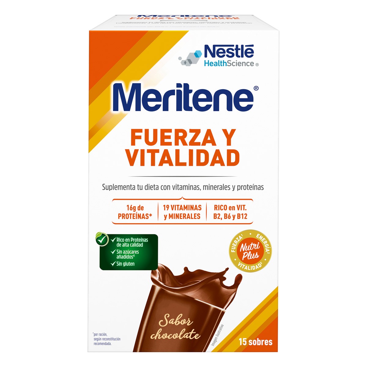 Meritene en Polvo de Chocolate con 15 sobres de 30 gr. Imagen de Meritene en Polvo de Chocolate con 15 sobres de 30 gr.